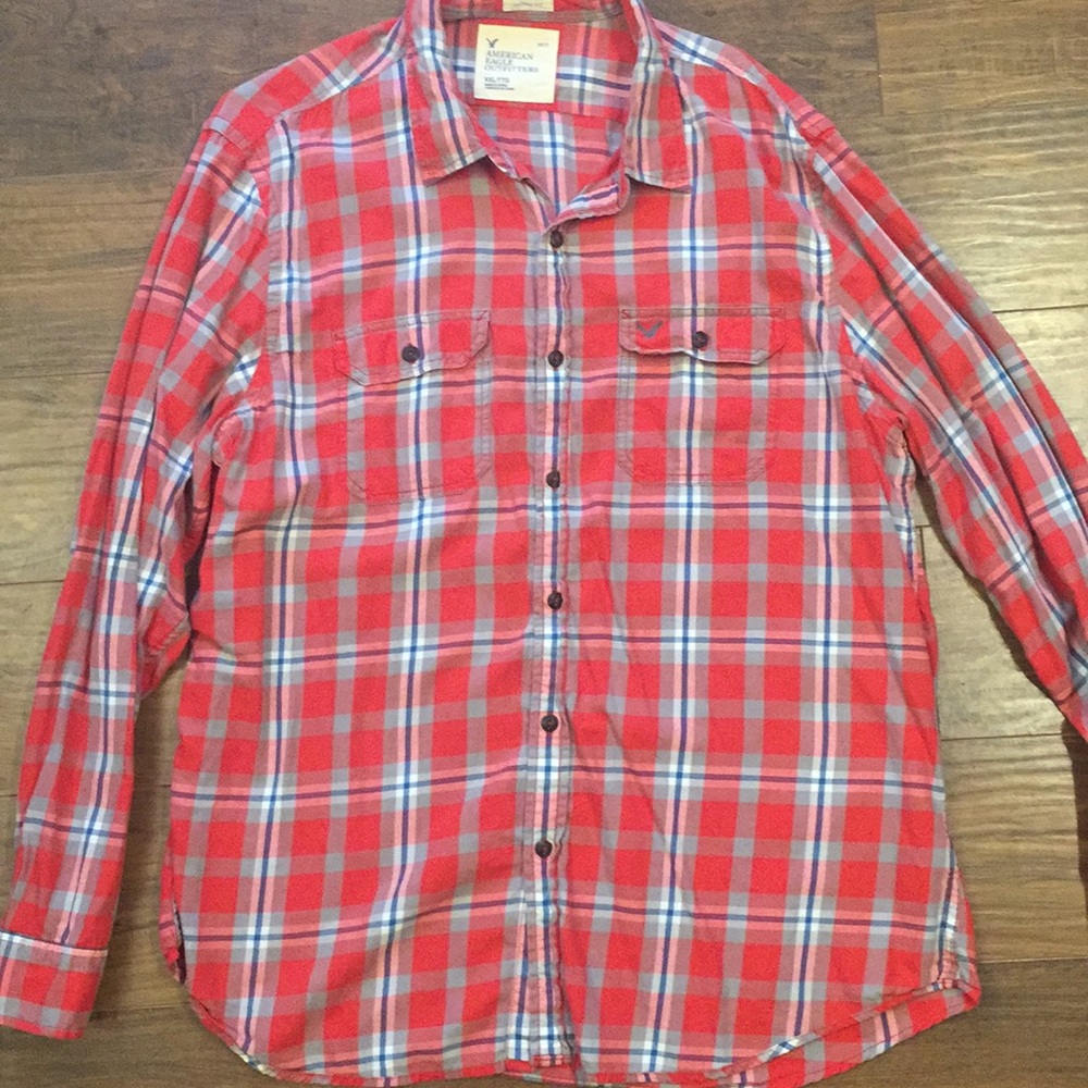Xxl long sleeve plaid American eagle button down